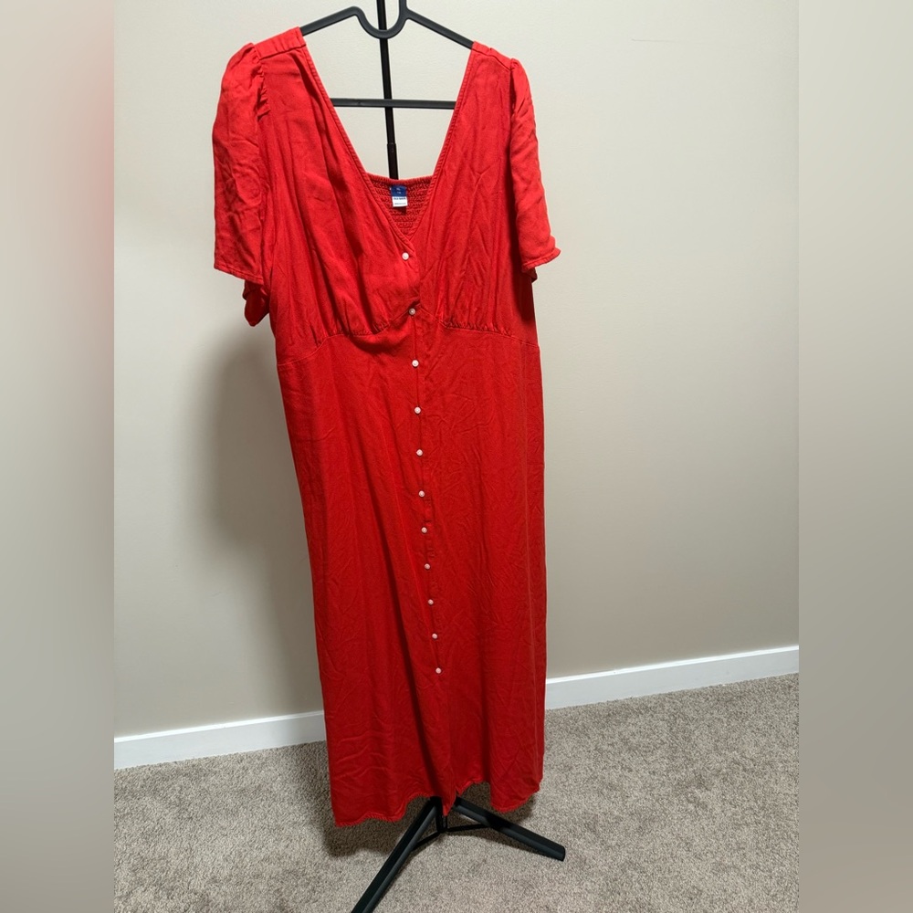 Old Navy Red Maxi Dress with Front Buttons